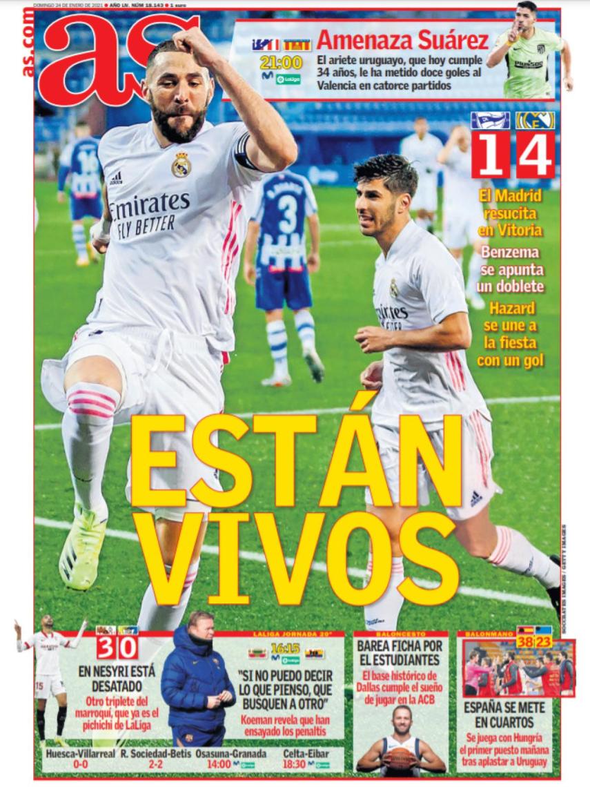 La portada del diario AS /24/01/2021)