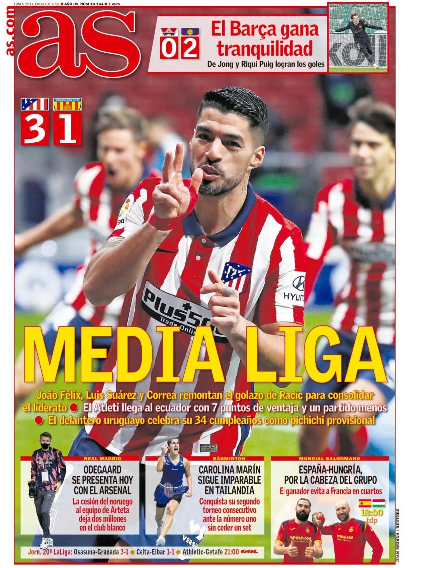 La portada del diario AS (25/01/2021)