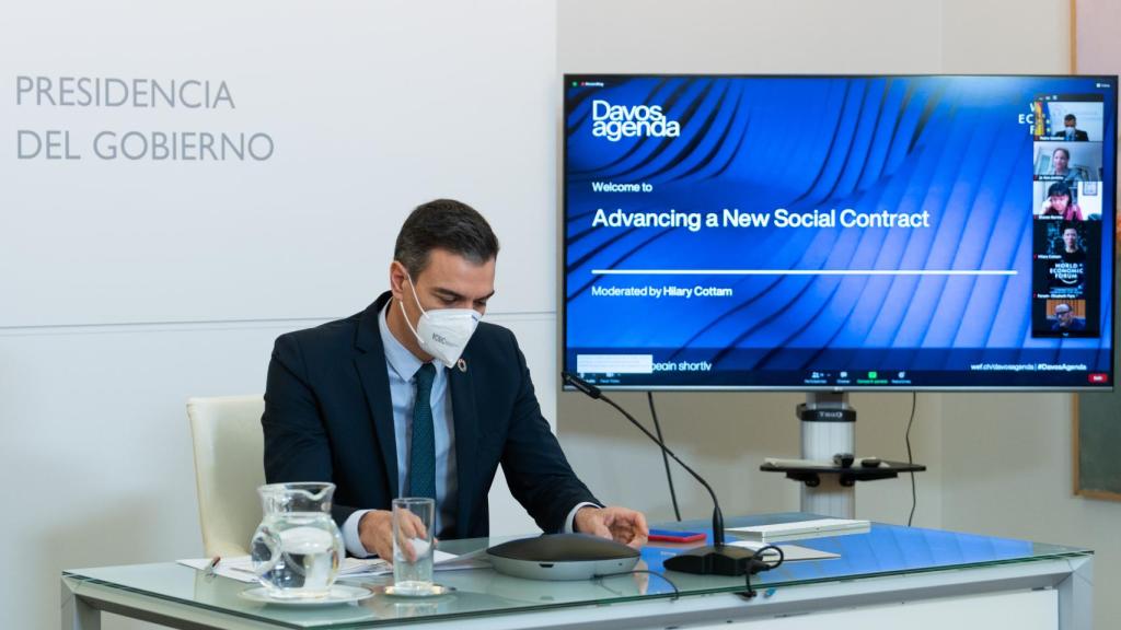 El presidente del Gobierno, Pedro Sánchez, participa en el foro de Davos virtual.