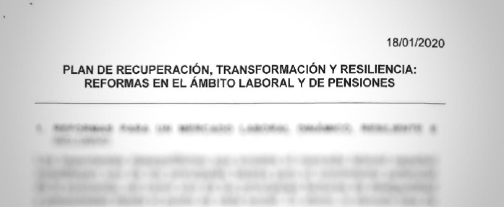 Encabezamiento de la ficha 30 enviada a la Comisión Europea: Reformas en el ámbito laboral y de pensiones.