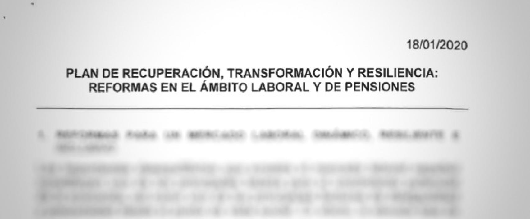 Encabezamiento de la ficha 30 enviada a la Comisión Europea: Reformas en el ámbito laboral y de pensiones.