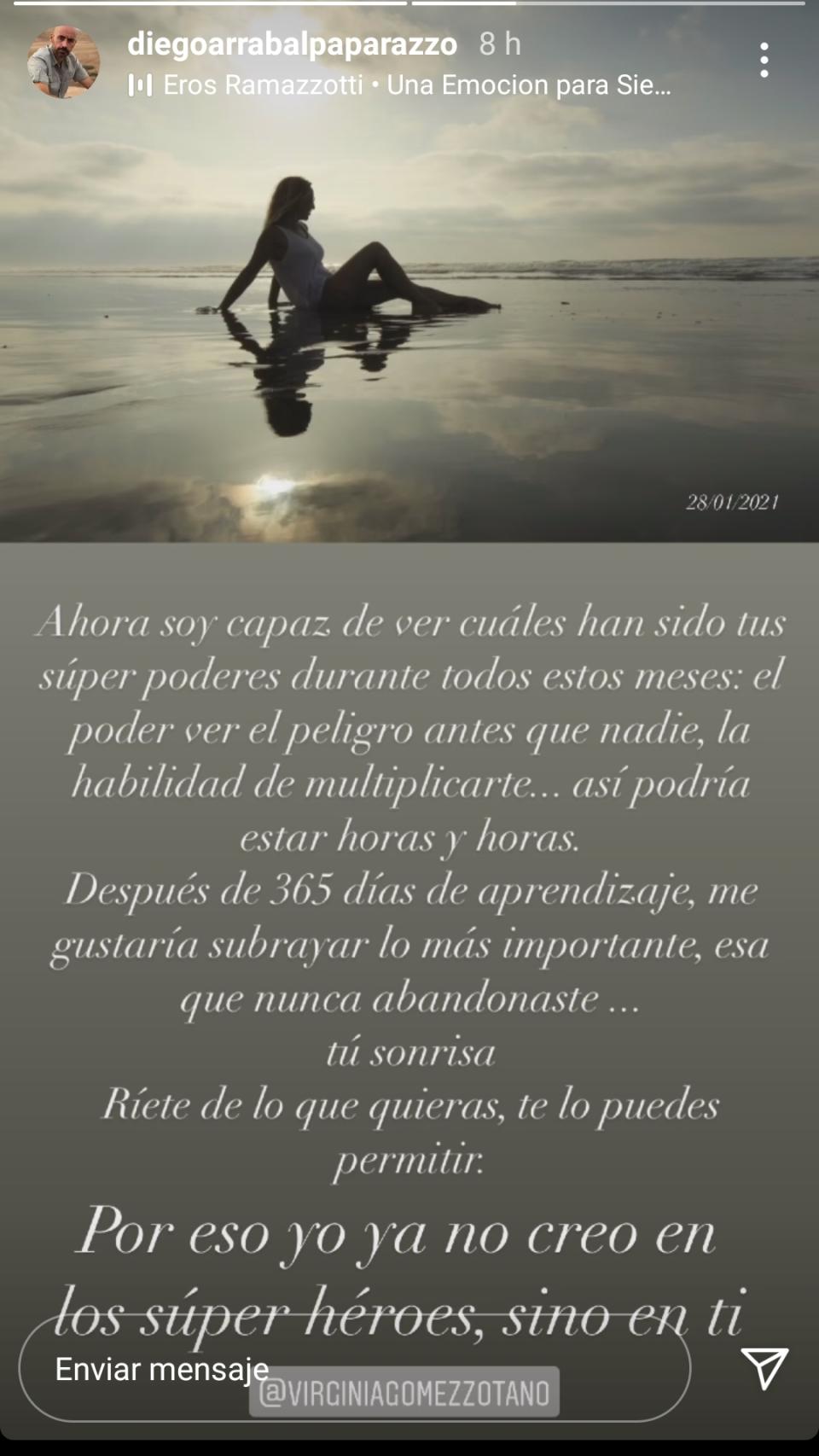 Esta es la declaración de amor que compartía Diego con sus 'followers'.