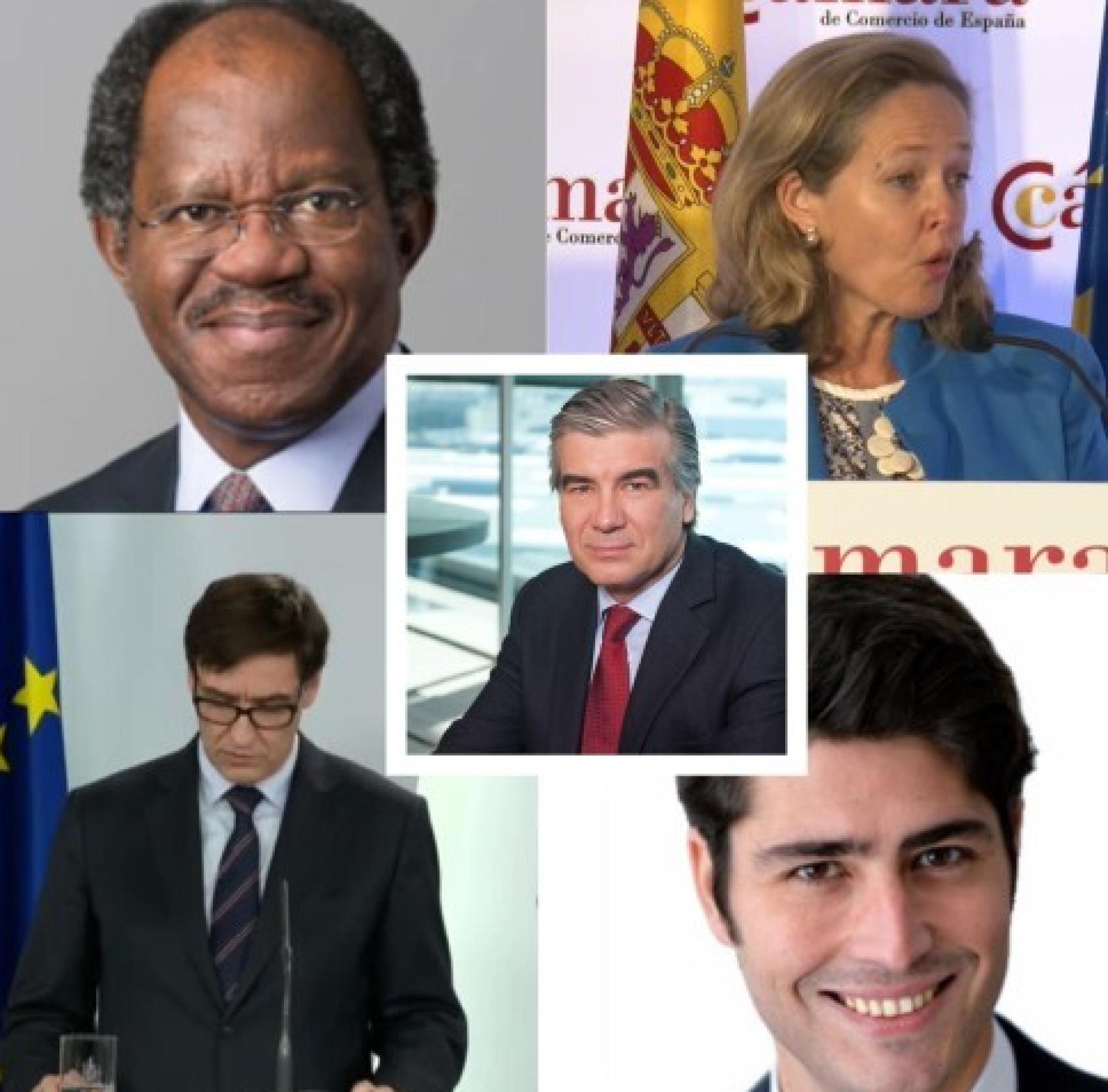 Adebayo Ogunlesi (GIP), Nadia Calviño, Salvador Illa, Francisco Reynés y Jaime Siles (IFM).