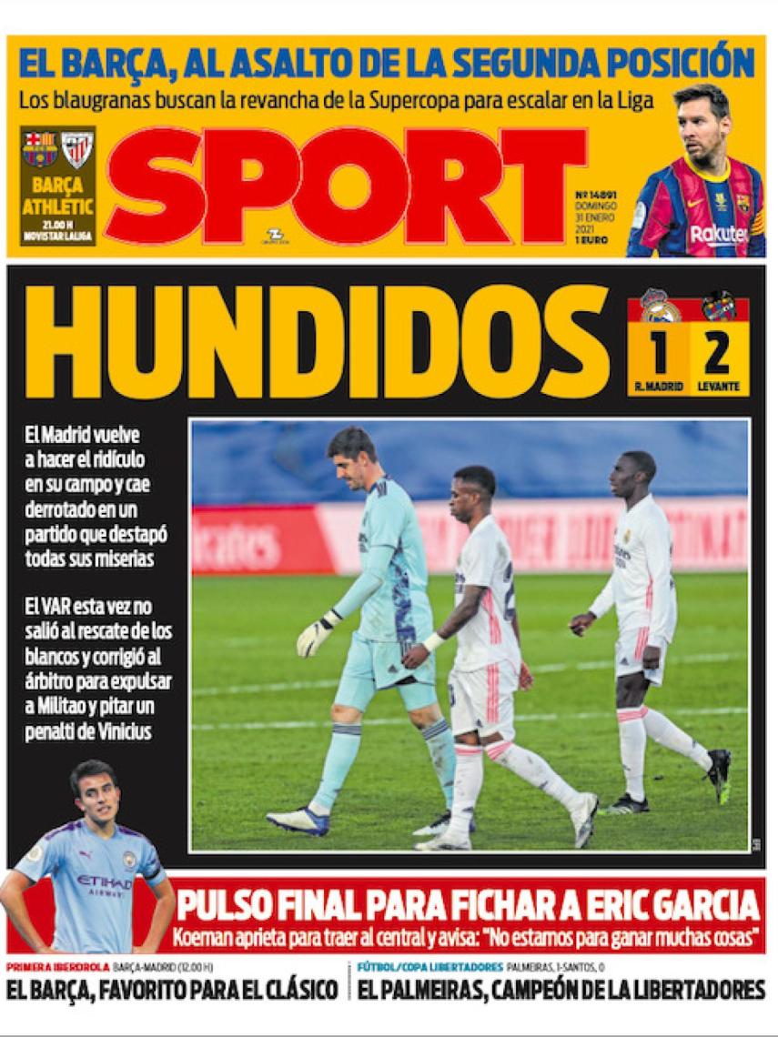 La portada del diario SPORT (31/01/2021)
