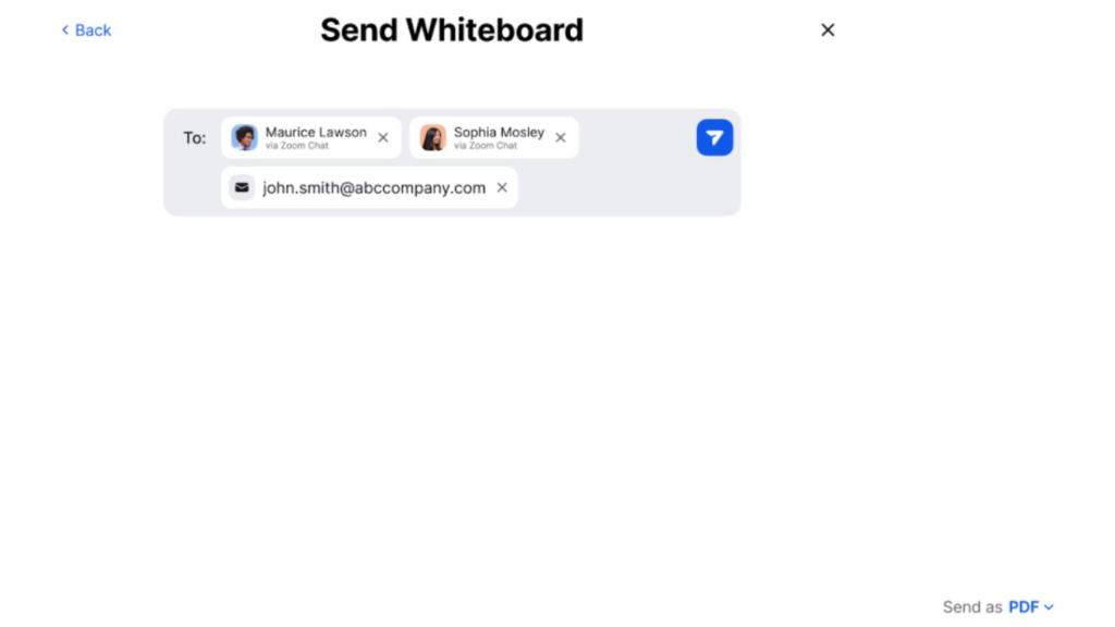 La pizarra se puede enviar al correo electrónico.