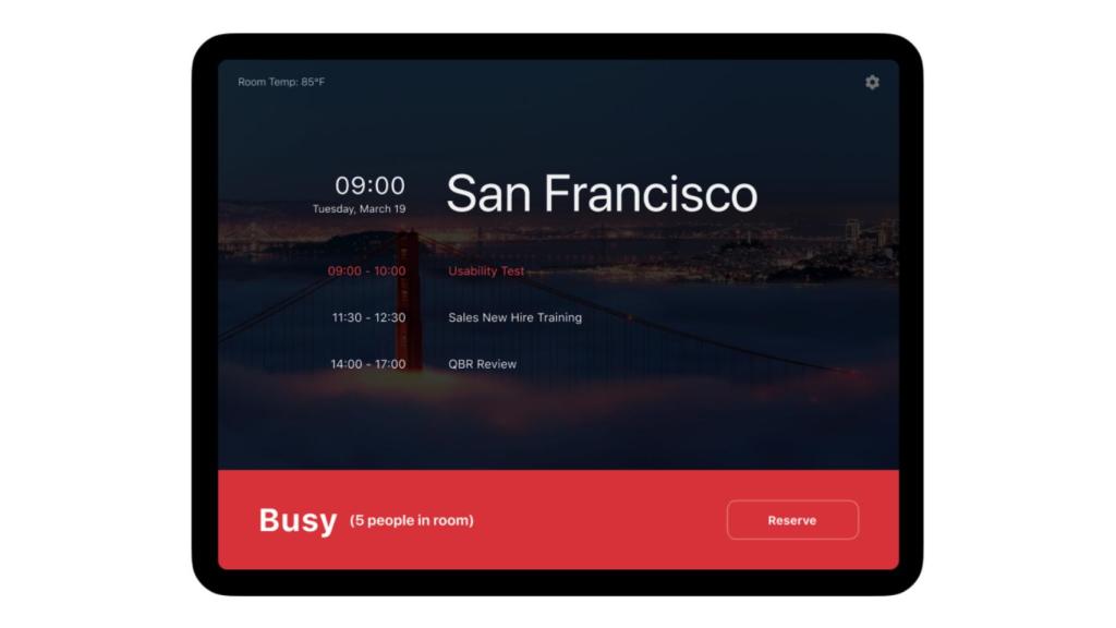 La información en tiempo real de una sala de reuniones.