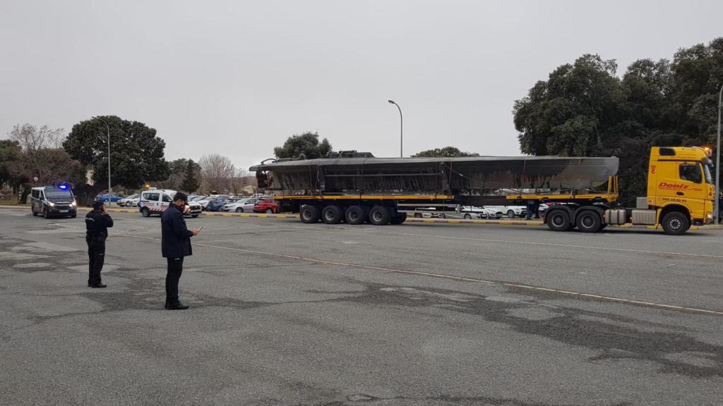 El narcosubmarino, en su trayecto hacia Ávila.