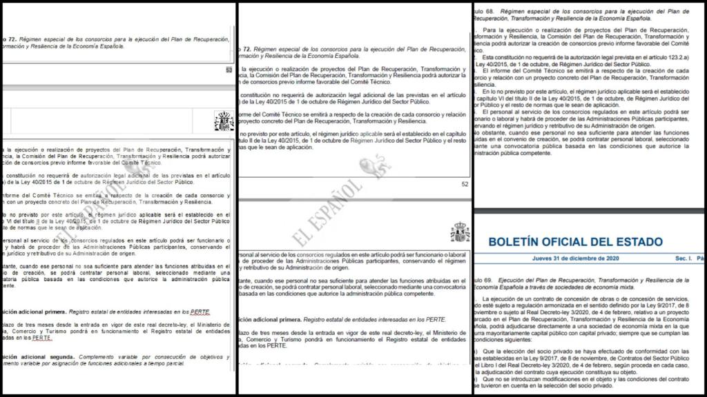 Último artículo del primer borrador, del 17 de noviembre; del segundo, de final de mes; y el artículo 69, introducido en el decreto final.
