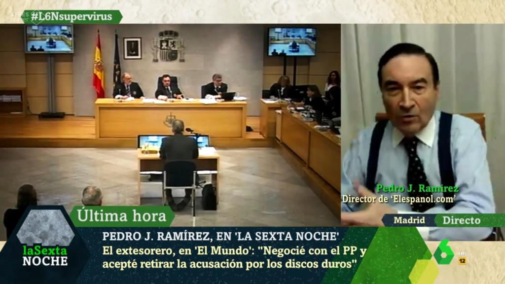 Pedro J. Ramírez, durante su intervención en 'laSexta Noche'.