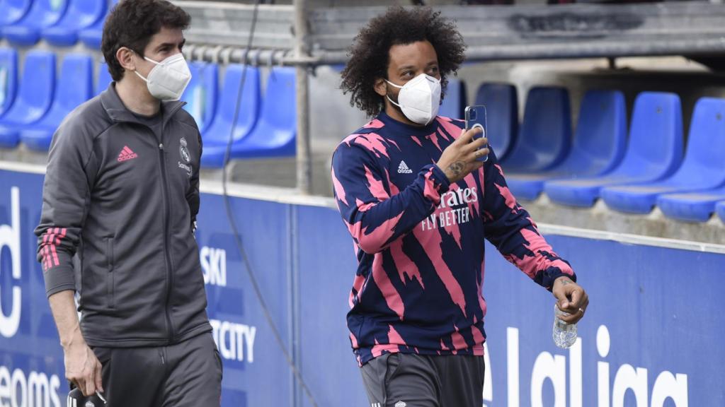Marcelo, durante el calentamiento de un partido