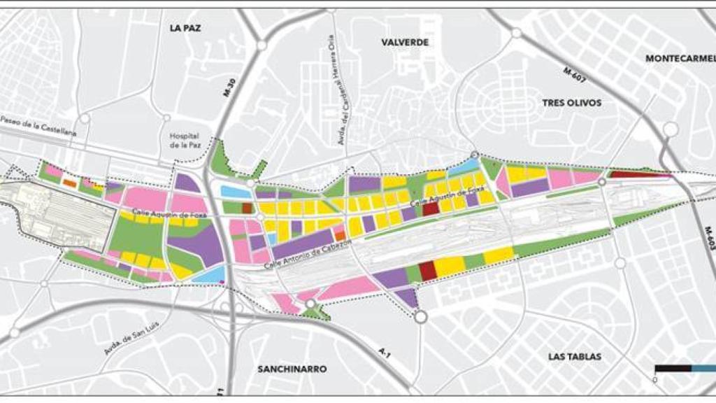 Usos del suelo en Madrid Nuevo Norte.