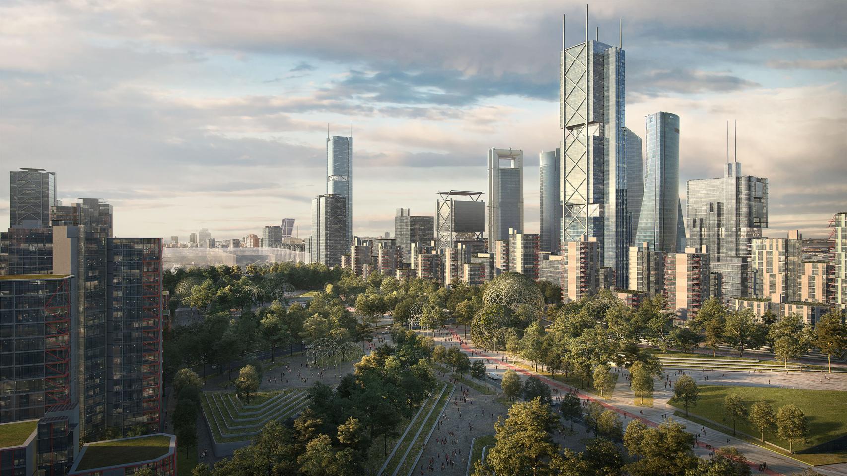 Infografía de lo que será una parte de Madrid Nuevo Norte.