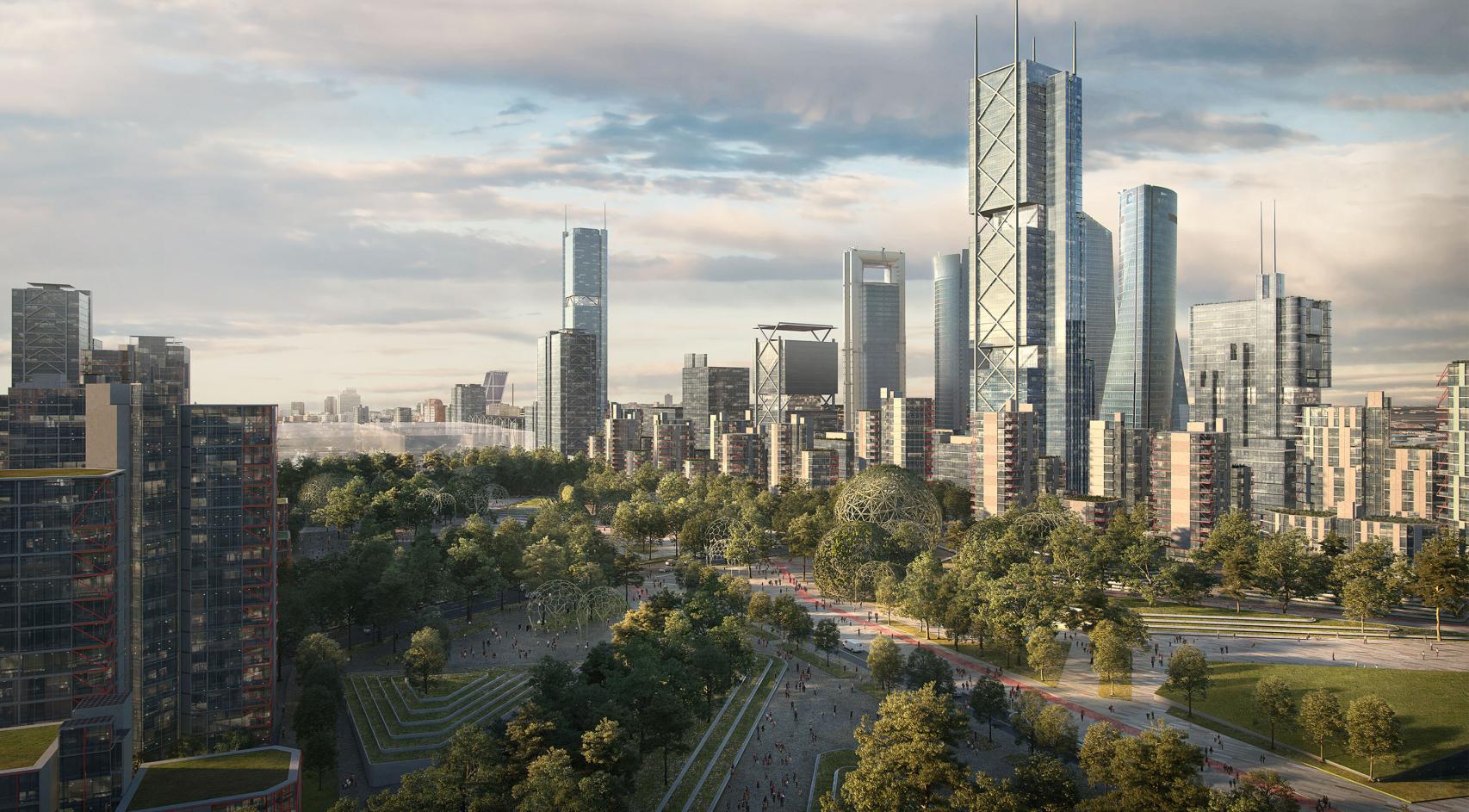 Infografía de lo que será una parte de Madrid Nuevo Norte.