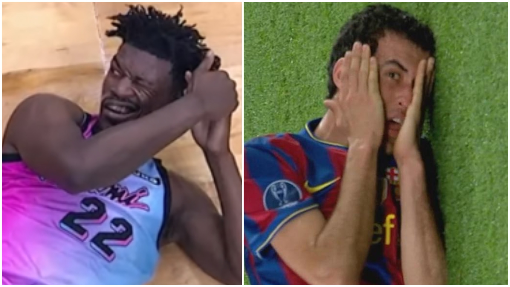 Jimmy Butler y Sergio Busquets, en un collage
