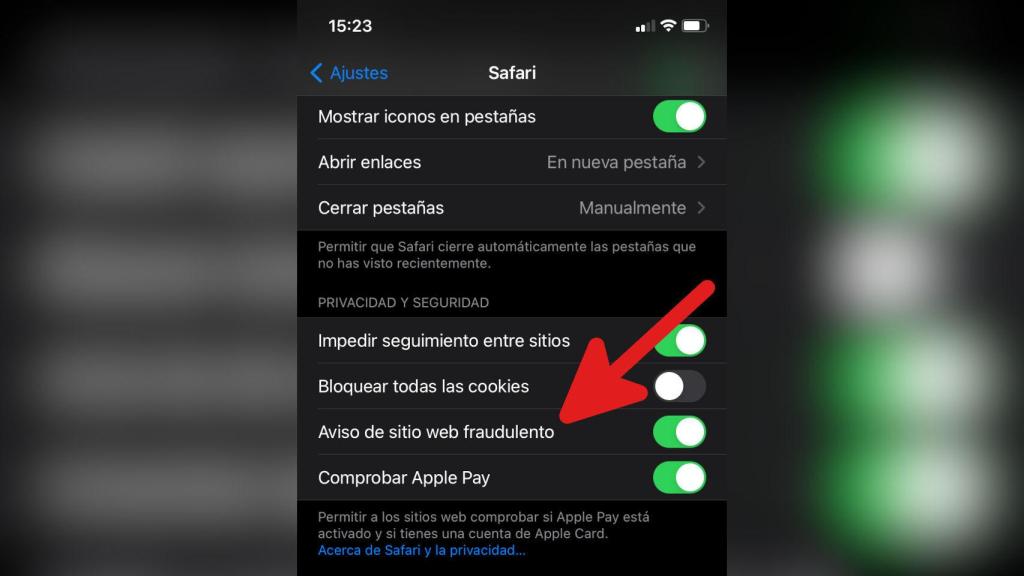 La función que avisa de sitio web fradulento en iOS