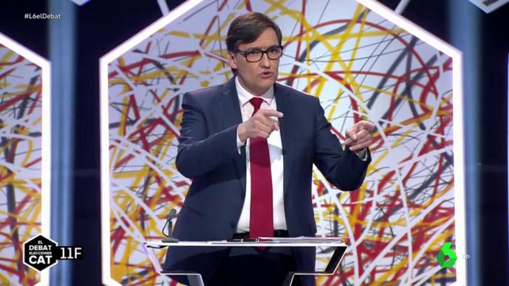 Salvador Illa, candidato del PSC, este jueves en el debate de La Sexta.