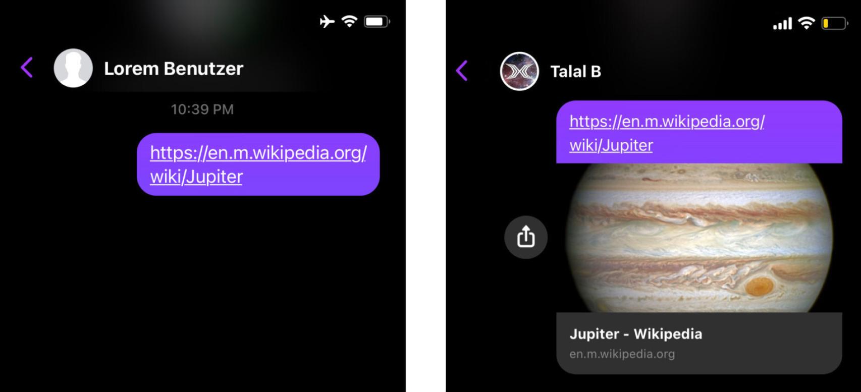 Instagram ya no muestra la vista previa en los enlaces (der.)