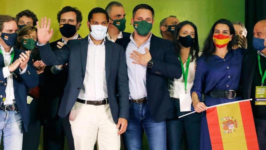 Celebración de Vox tras los resultados en las elecciones catalanas.