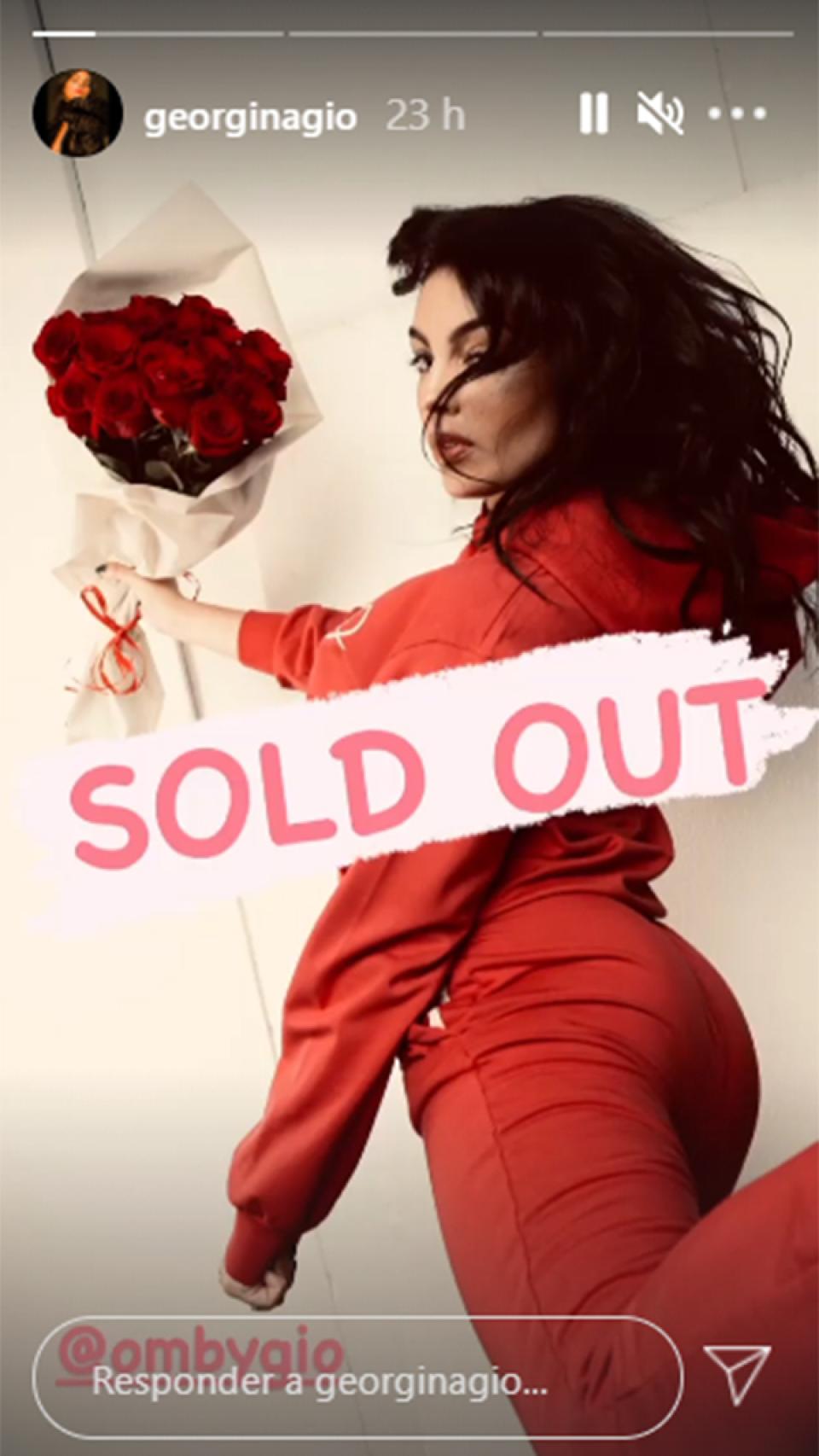 'Story' de la cuenta de Georgina anunciando que estaba todo vendido.