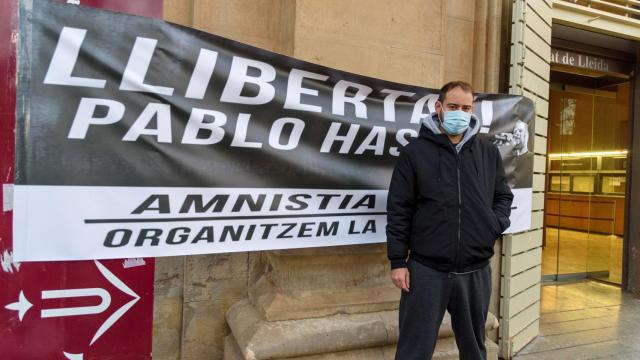 El rapero Pablo Hasel en un acto en los jardines Víctor Siurana de la Universidad de Lleida (UdL).