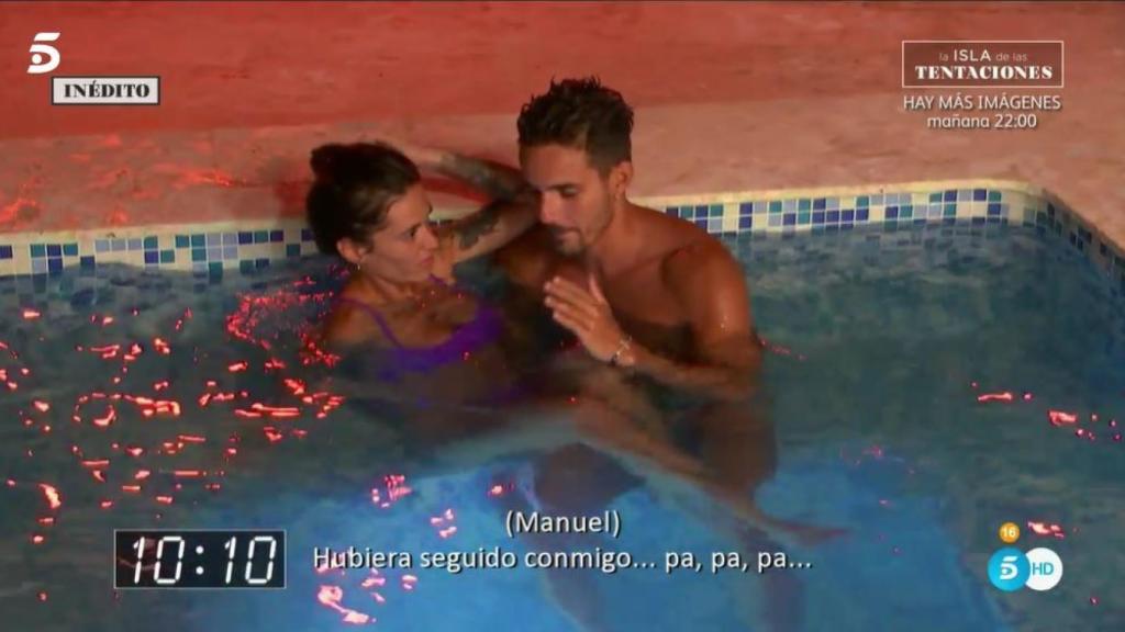 Manuel y Fiama en el jacuzzi de 'Tentaciones' criticando a Stefany por su relación con Jesús.