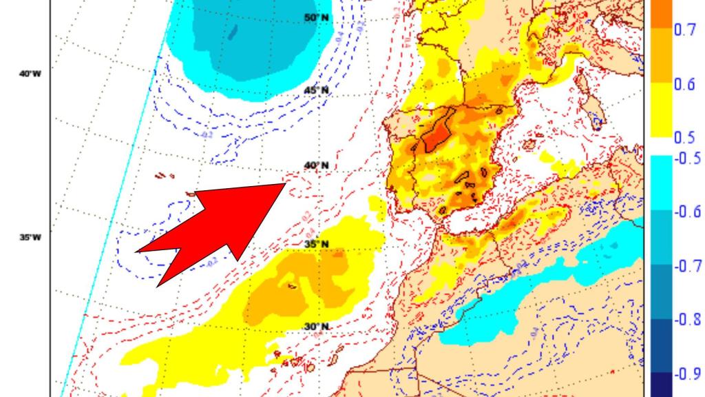 Anomalías de temperaturas previstas para esta semana. AEMET/Sinobas