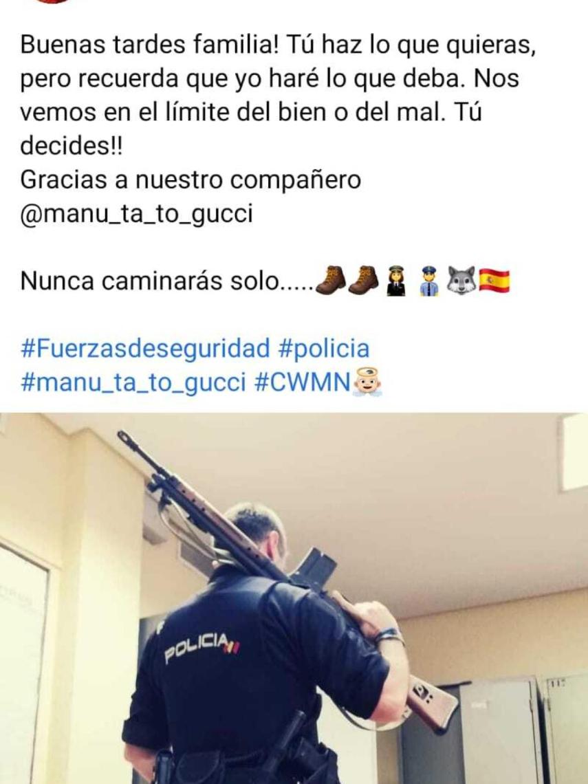 Publicaciones de Twitter a favor del agente Manuel encarcelado por la agresión.