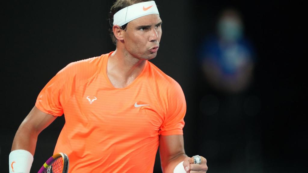 Nadal, durante el partido ante Tsitsipas