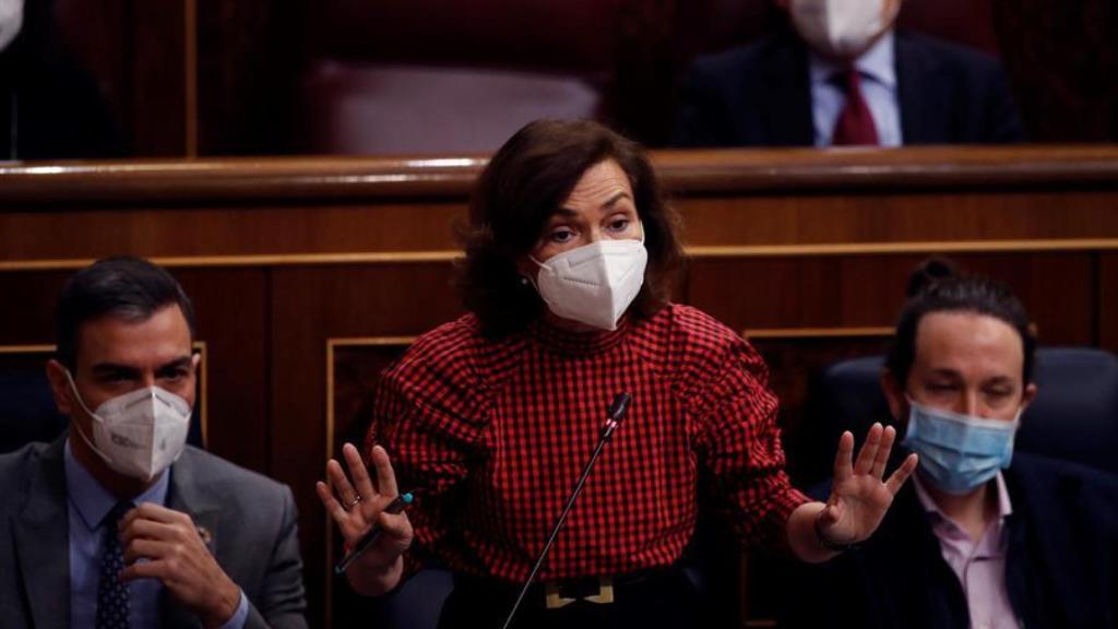Carmen Calvo, en el Congreso.
