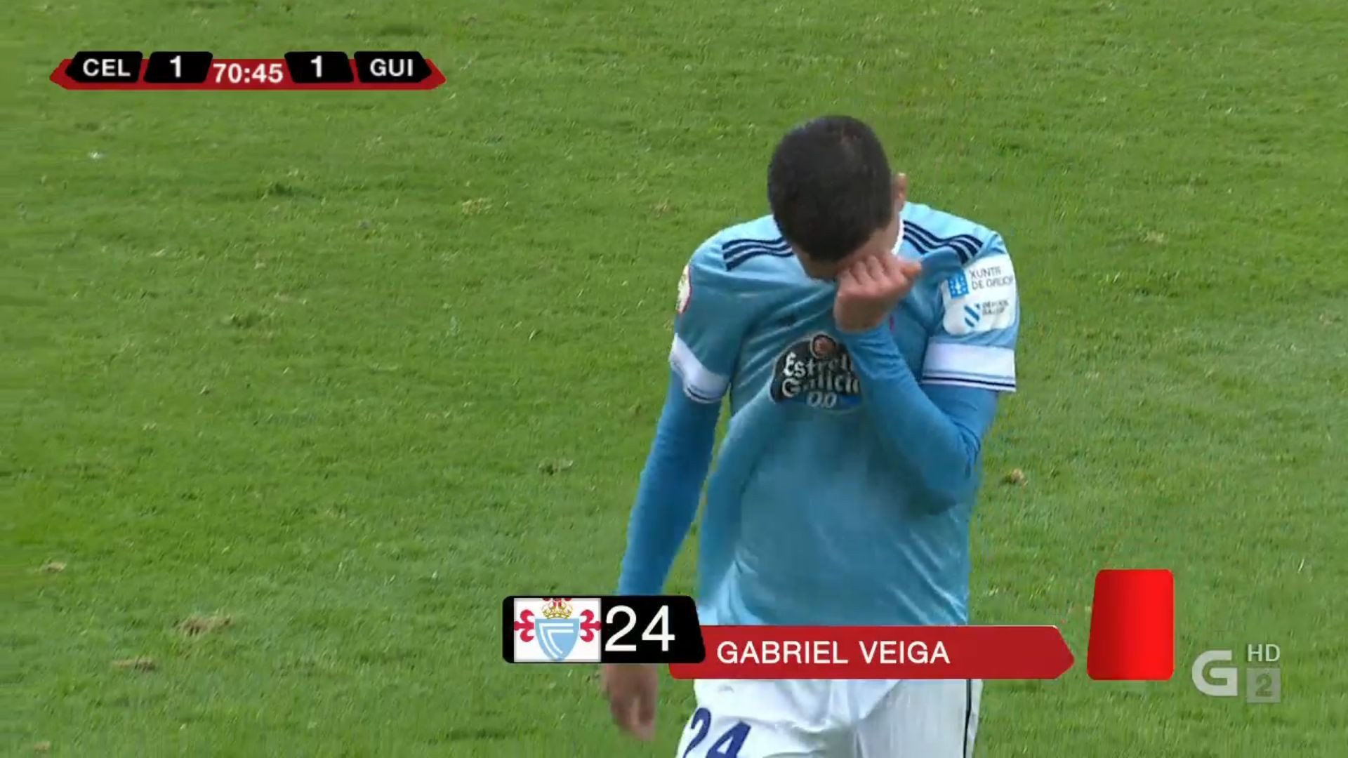 Gabri Veiga se retiró llorando tras ser expulsado y cuajar un gran partido.