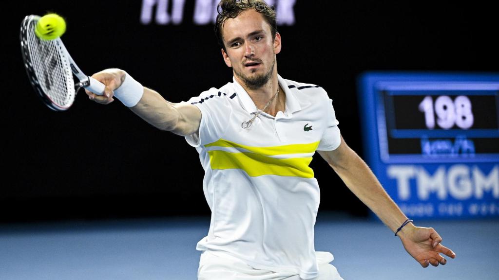 Medvedev durante su partido contra Tsitsipas en el Open de Australia