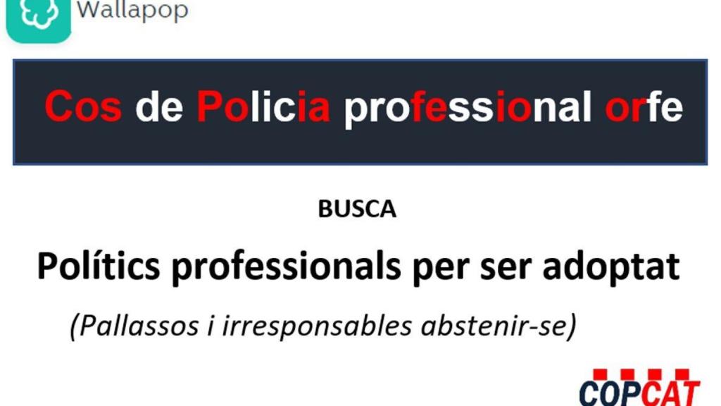 Mensaje de COPCAT en las redes, por el desamparo  de los Mossos ante los políticos.