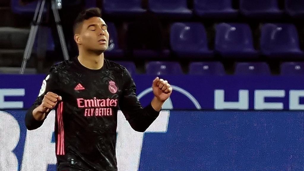 Casemiro celebra su gol ante el Real Valladolid
