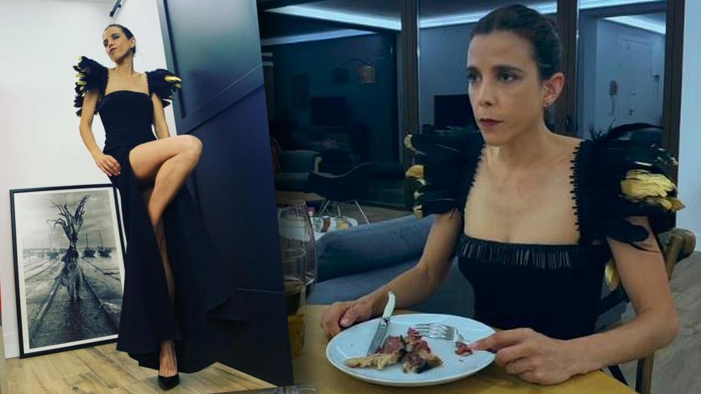 Luisa Mayol con un impresionante vestido negro.