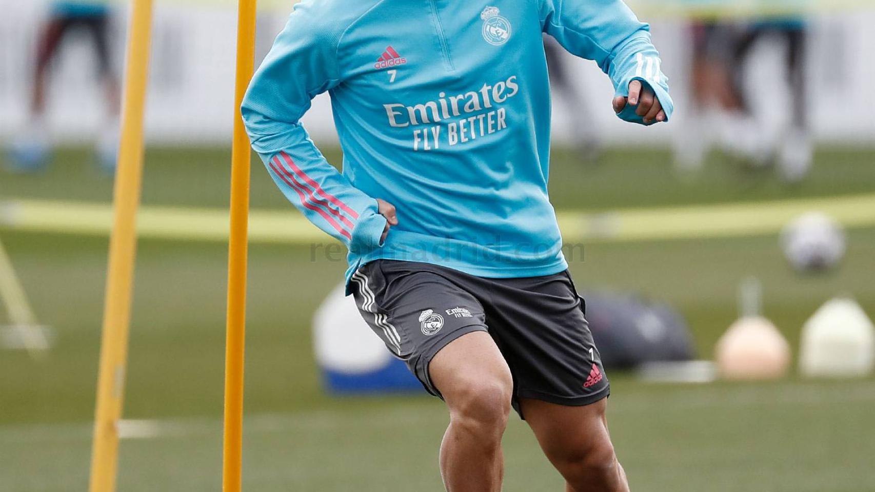 Eden Hazard, durante un entrenamiento del Real Madrid