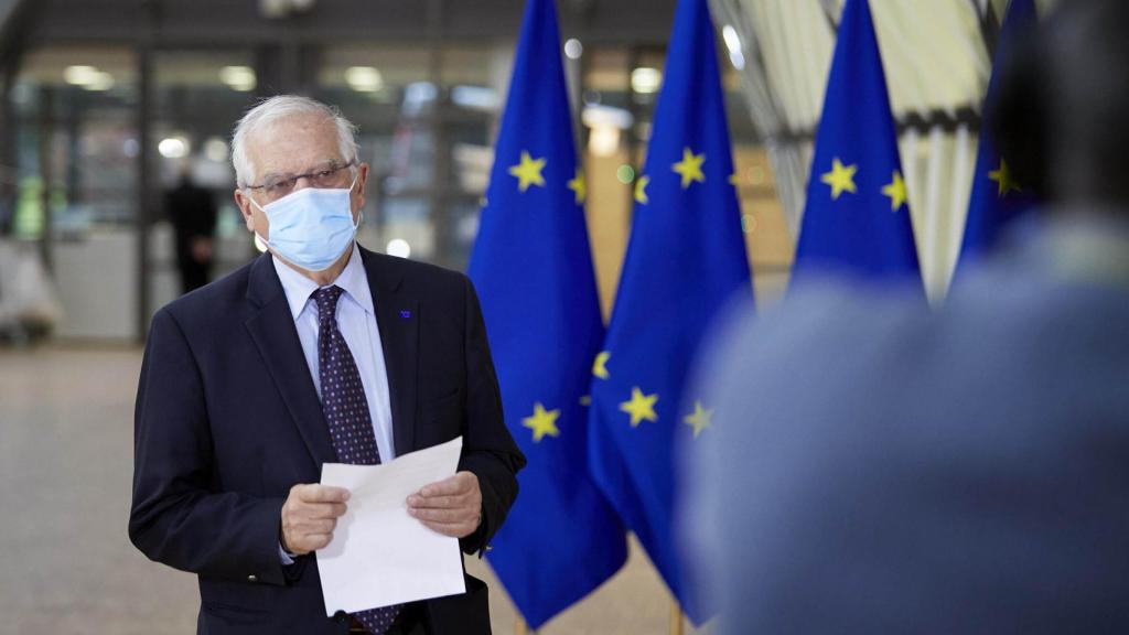 El jefe de la diplomacia de la UE, Josep Borrell, durante la reunión de este lunes