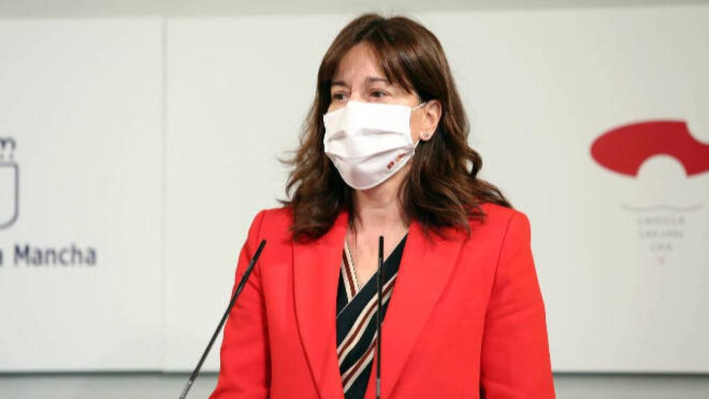 La consejera portavoz del Gobierno de Castilla-La Mancha, Blanca Fernández, este martes en rueda de prensa. Foto: Óscar Huertas