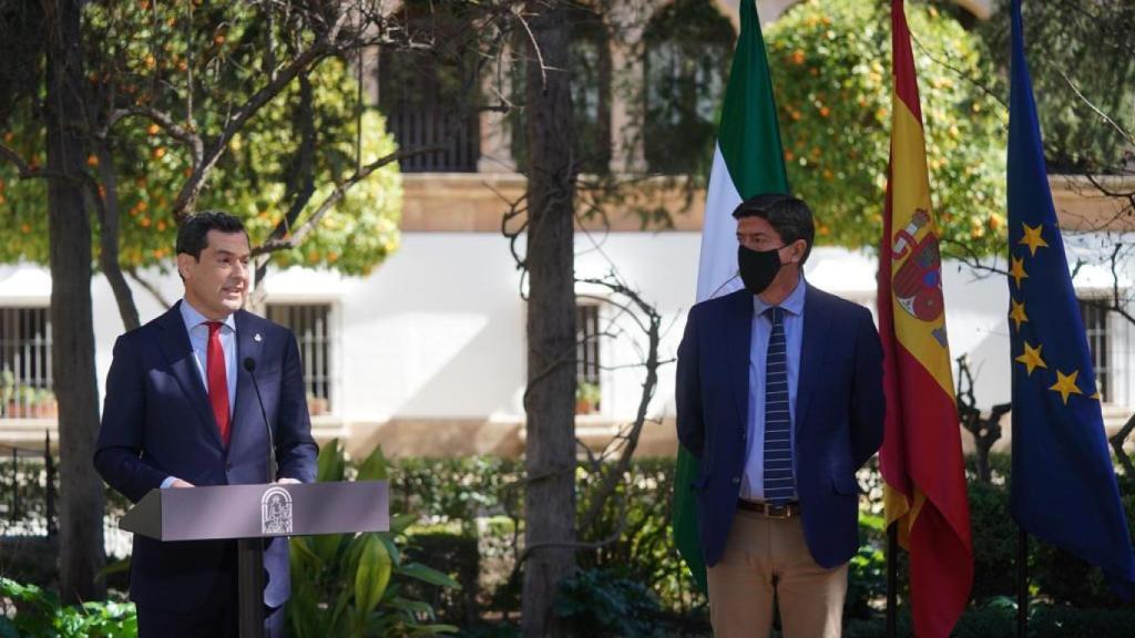 Juanma Moreno y Juan Marín tras el Consejo de Gobierno