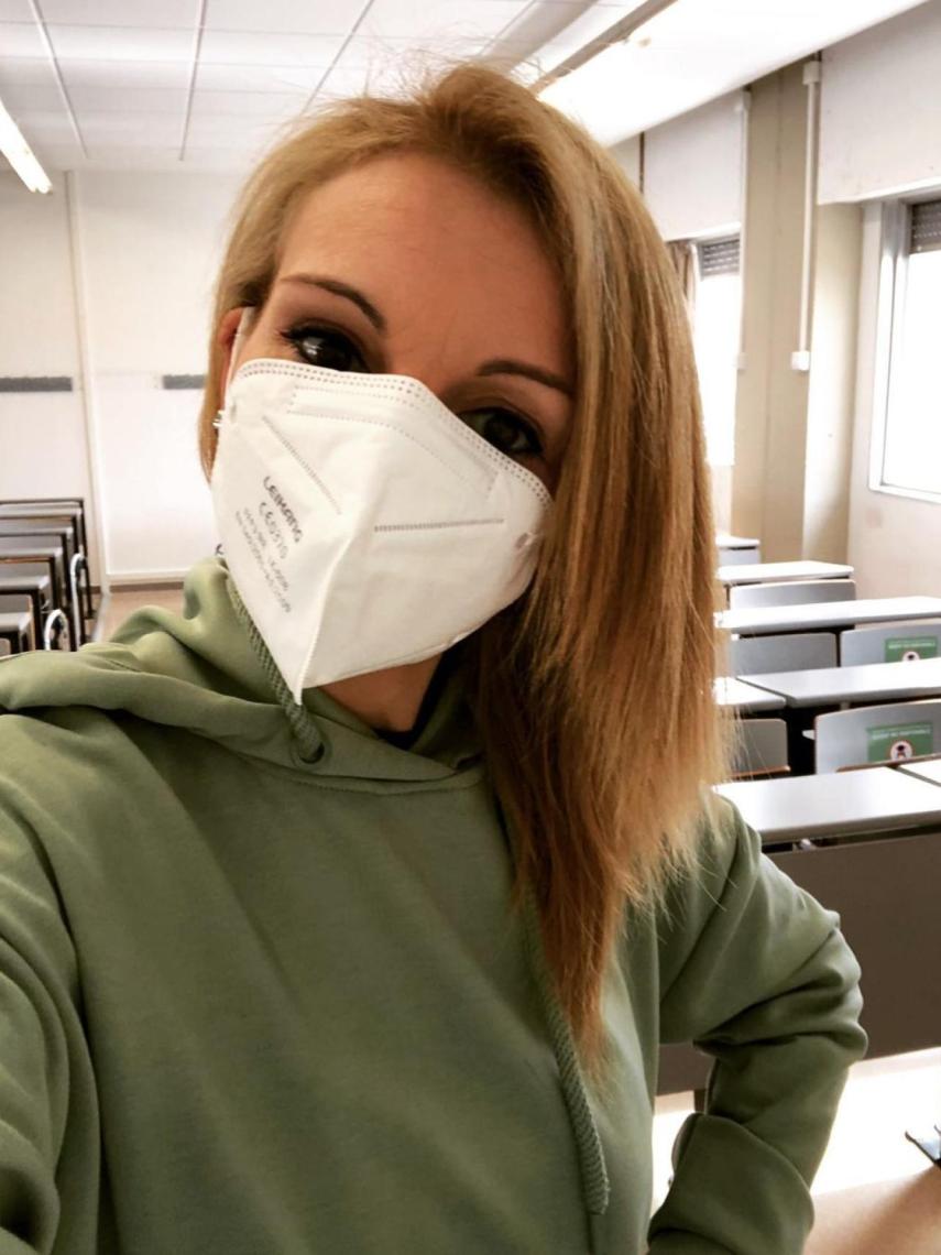 Mireia Varela, en su primer día de clase como profesora en la Universidad Autònoma de Barcelona.