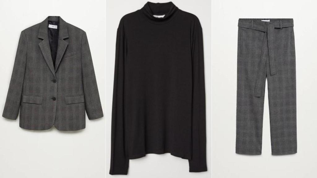 Chaqueta y pantalón de Mango y camiseta de H&M.