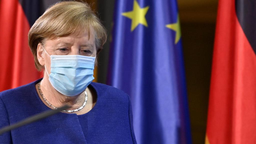 La canciller Angela Merkel, durante la rueda de prensa de este jueves