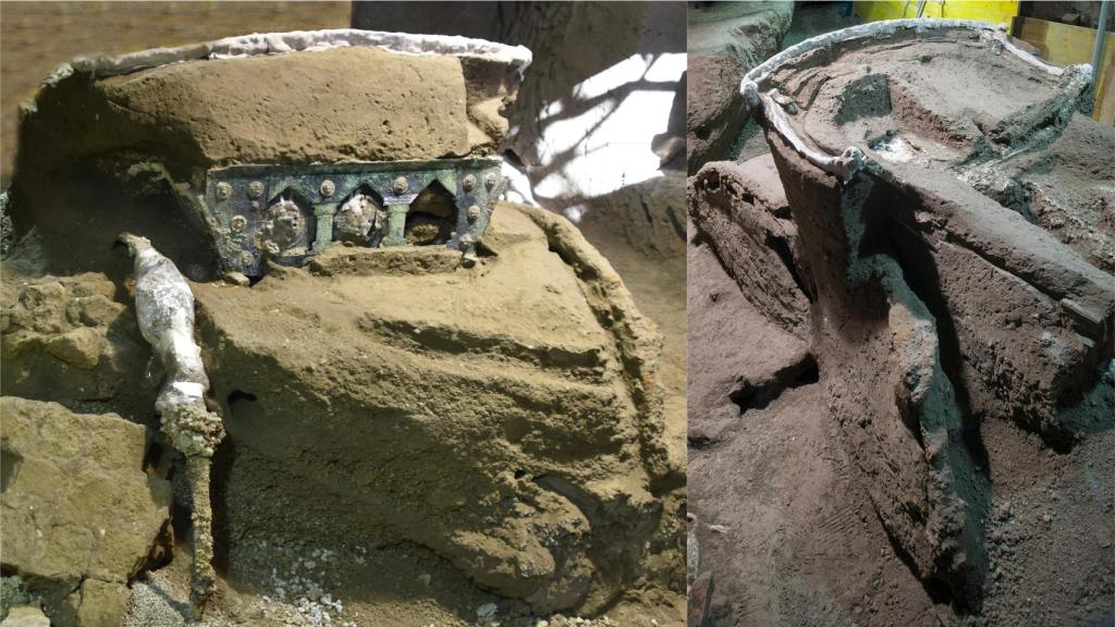 El excepcional carro hallado en Pompeya.