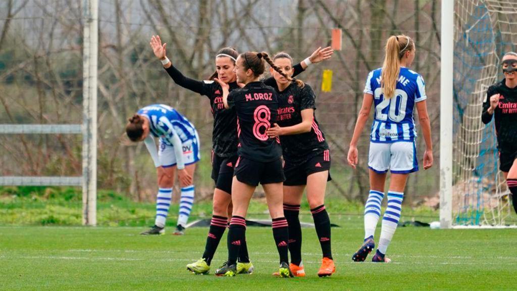 Marta Cardona celebra su gol frente a la Real Sociedad. Foto: Twitter (@realmadridfem)