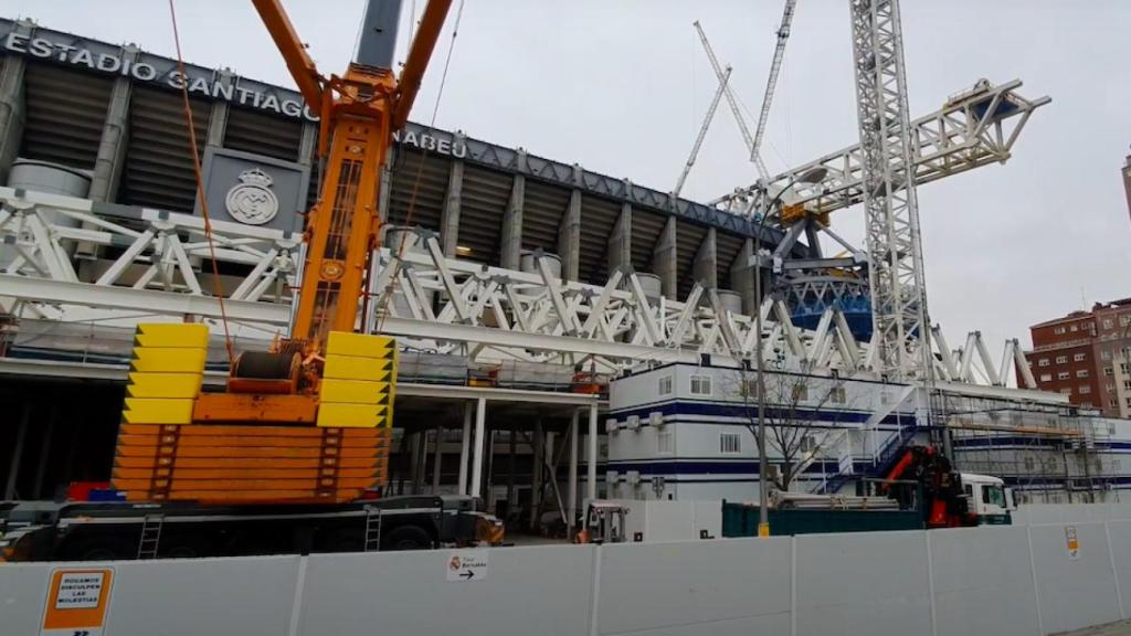 Trabajos en las obras del Santiago Bernabéu