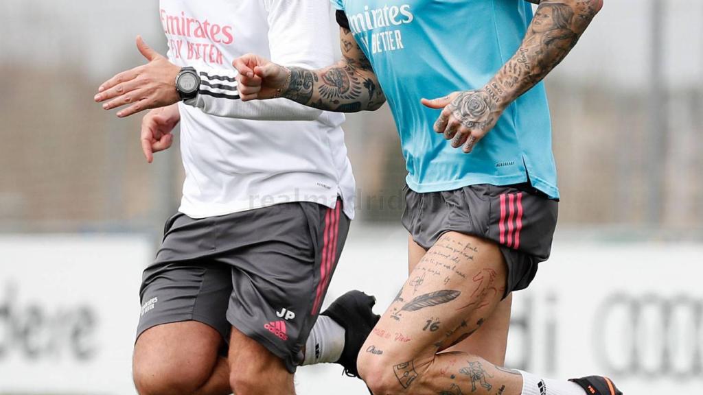 Sergio Ramos, durante un entrenamiento del Real Madrid