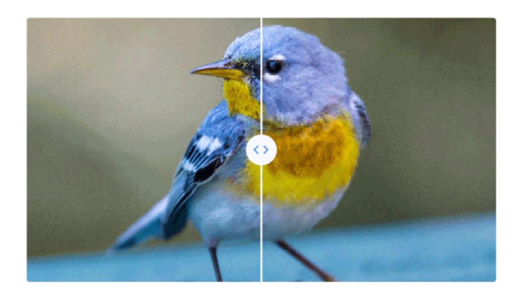 Imagen comparativa de calidad de fotos de Google
