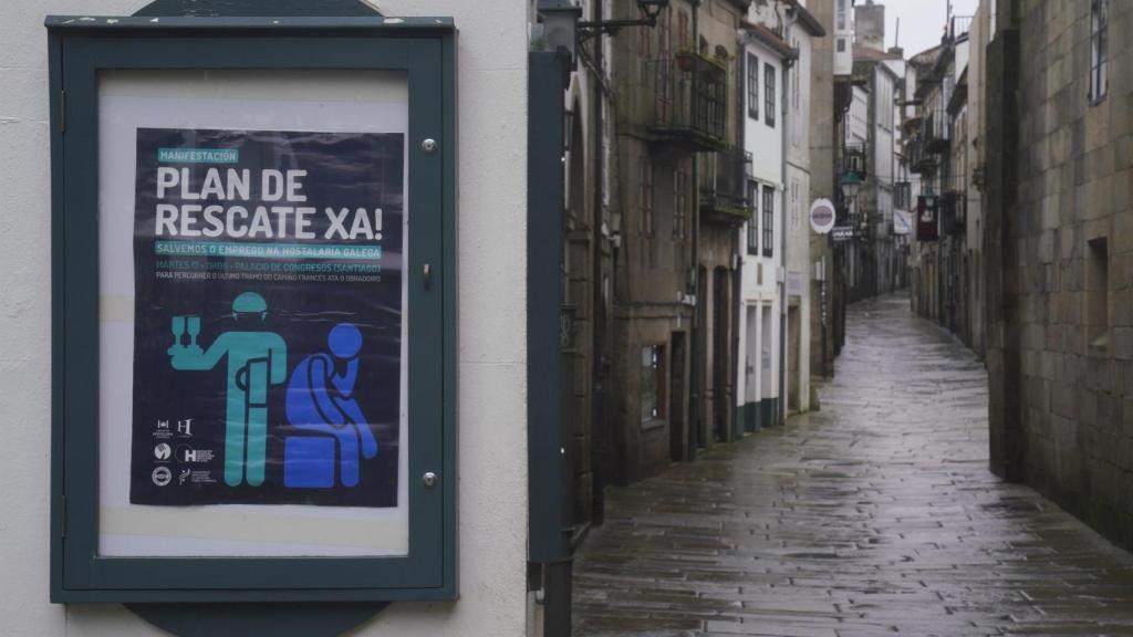 La Rúa do Franco de Santiago de Compostela, vacía por las restricciones por el coronavirus.