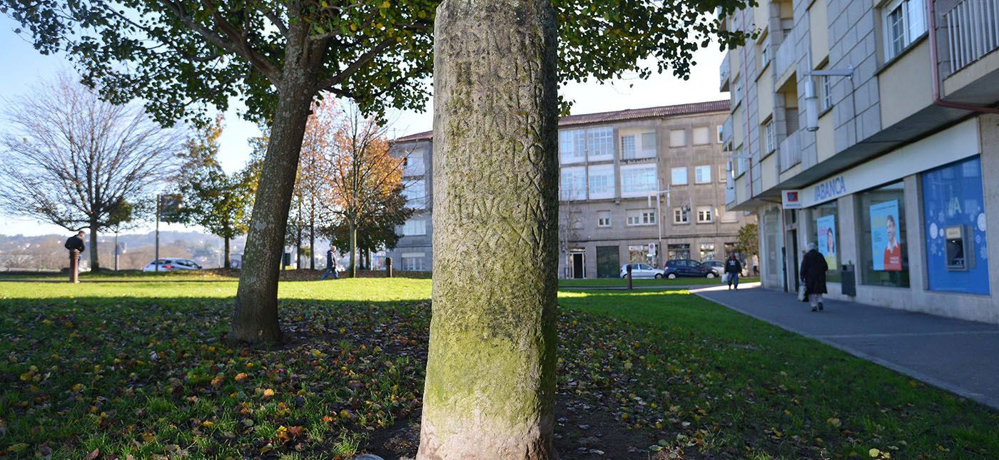 Miliario romano hallado en el puente del Burgo