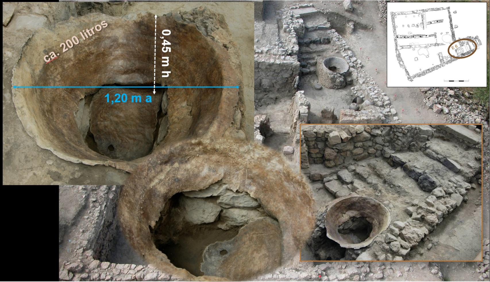 Detalle de la cuba y lugar del edificio oligárquico donde fue descubierta.