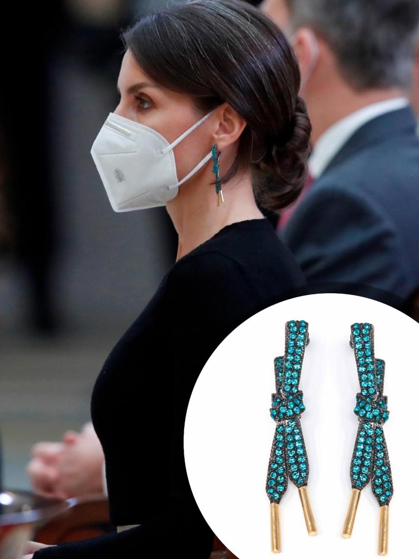 Letizia, con los pendientes capri azul de Rod Almayate.
